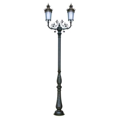 China Victorian Style Cast Iron Street Light Pole / Dual Arm Antique Street Light Pole for sale