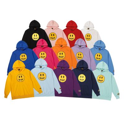 China Drew House Advertising Men's Pullover Smile Men's Solid Color Hoodie Anti-wrinkle Hip Hop Streetwear Hoodie for sale