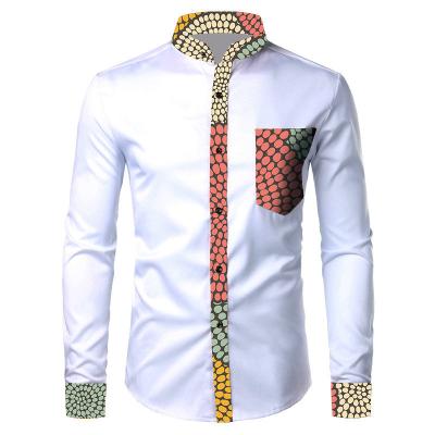 China Anti-pilling Hot Selling African Clothing Long Sleeve Button Up Men's African Dashiki Print Shirt for sale