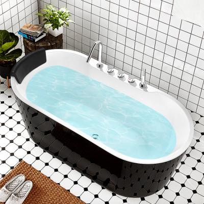 China Large Freestanding Black Acrylic Tub Freestanding Bathtub for sale