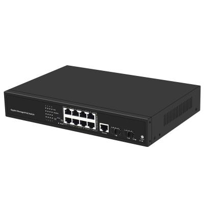 China LACP 10 Ports Gigabit Poe Switch Managed 8Ge Poe Rj45+2Ge SFP Cable Poe Switch Gigabit 2 Uplink Ports for sale