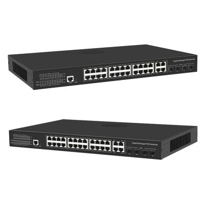 China LACP SFP Gigabit Ethernet Switch 24 Port Layer 2 PoE Managed Switch 100-240V For CCTV for sale