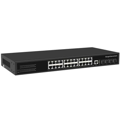 China LACP Layer 3 Managed Full Gigabit Switch 24 Ports With 4 Fiber Optic 10G SFP Slots Management Switch for sale