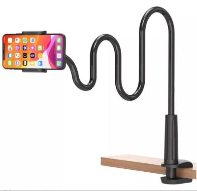 China Amazon Sales Long Arm Cell Phone Neck Stand Desk Goose Bed Neck Mobile Phone Stand Adjustable Hot Flexible Lazy Mobile Stand for sale