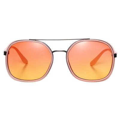 China Fashion sunglasses shape double bridge metal hexagon oversized uv400 sun lens for men for sale