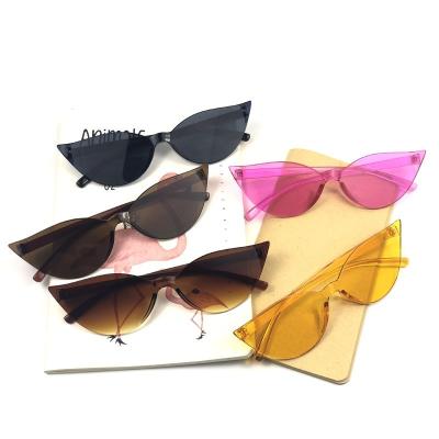 China Fashion new high quality sport vintage luxury pink frameless cat eye shades sunglasses 2020 for sale