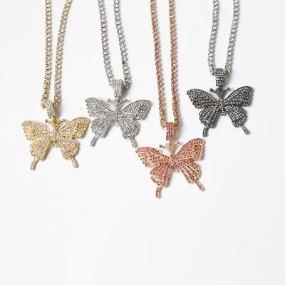 China Fashion Hip Hop Jewelry Women Crystal Tenis Butterfly Charms Non-fading Pendant Necklace for sale