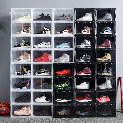 China Viable Transparent Clear Acrylic Collection Box Sneaker Shoe Display Box Sneaker Display Box Vertical Plastic Clear Organizer for sale