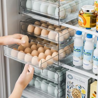 China Freshness Preservation Egg Storage Box Basket Stackable Fridge Organizer Storage Bins Refrigerator Organizer Bins Spirits Lids for sale