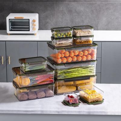 China Stackable Plastic Food Container Kitchen Freshness Keeping Clear Food Fridge Organizer Fridge Plastic Food Containers For Fridge With Lid for sale