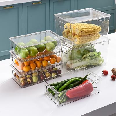 China Menable Vegetable Container Kitchen Fruit Freshness Storage Clear Basket Fridge Acrylic Organizer Storage For Refrigerator for sale