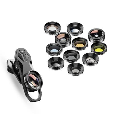 China Detachable multifunctional fisheye starlight gradient wide-angle polarized filter 11 macro in one set universal mobile phone lens for sale