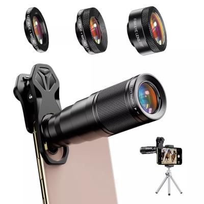 China Universal Detachable Wide Angle Metal 22x Macro Telephoto Fisheye Starlight Polarized Mobile Phone External Lens 4 in 1 for sale