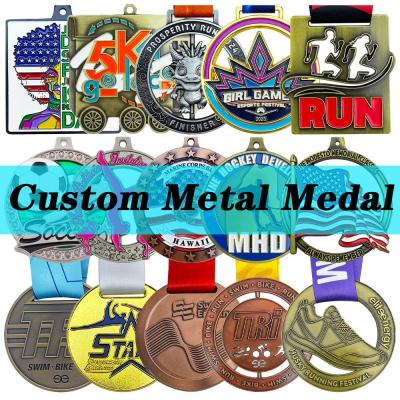 China Zinc Alloy Custom Sport Medal 3D Gold Award Marathon Running Medal for sale