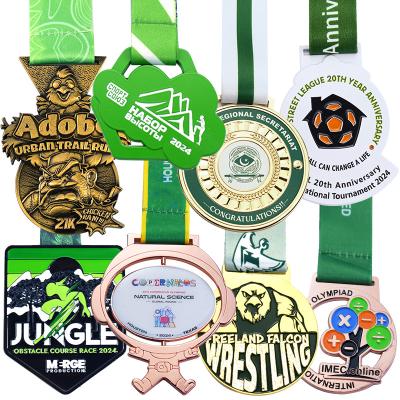 China Marathon Running Sports Medal Aangepaste Award Medal Bronzen bekleed Te koop