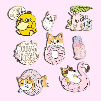 China Custom Glitter Anime Cartoon Metal Lapel Badges Soft Enamel Color for sale