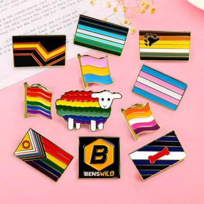 China Rainbow Metal Enamel Pins Company Custom Button Badge Pin 1 polegada à venda