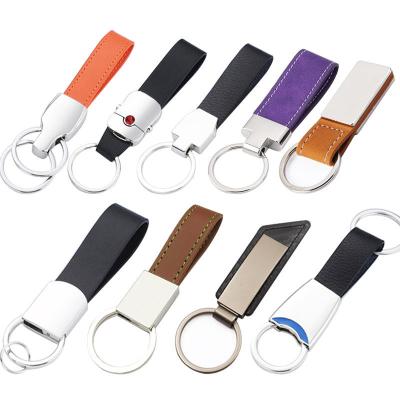 China Sublimation Car PU Leather Keychain Blank Key Holder with Custom Logo for sale