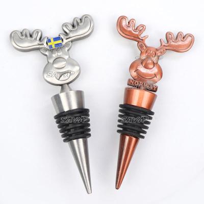 China Custom Animal Metal Wine Stopper Zinc Alloy Vacuum Wine Cork Stopper for sale