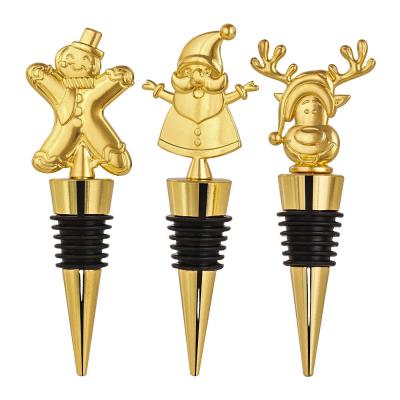 China Custom Wine Stopper Golden Christmas Champagne Wine Bottle Stoppers for sale