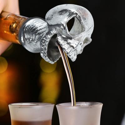 China 304 Stainless Steel Skull Wine Pourer Metal Wine Accessories For Halloween Gift for sale