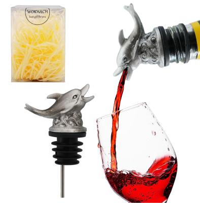 China Stainless Steel Animal Wine Pourer Silver Dolphin Liquor Pourer For Bar for sale