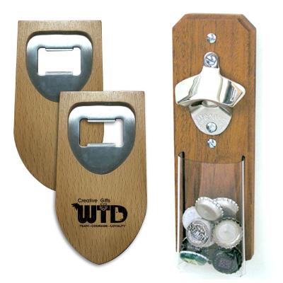 China Talking Wooden Bottle Opener Zinc Alloy Material UV Printing Type for sale