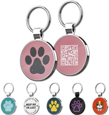 China Gravureerde Huisdier Tags Honden ID Tag Ring 2D Makkelijk te gebruiken Met QR Code Laser Te koop