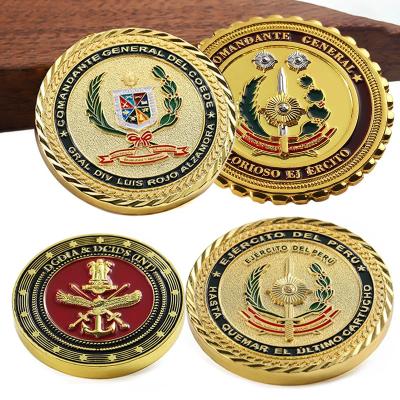 China Zink legering Challenge Coin Custom 2d 3D Gold Double Enamel Logo Souvenir Coin Te koop