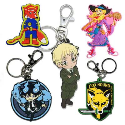 China Custom 2D Soft PVC Keychain 3D Key Chain Rubber Keychains Logo Soft Silicone Keyring for sale