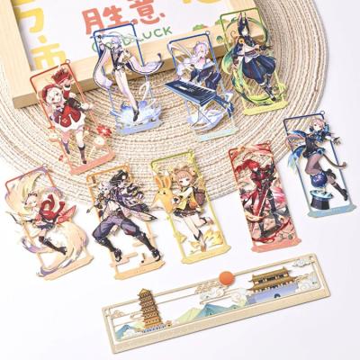 China Diseño de impacto de Kawaii Genshin personalizado Impresión UV Oro Revestido Marca de libros de metal en venta