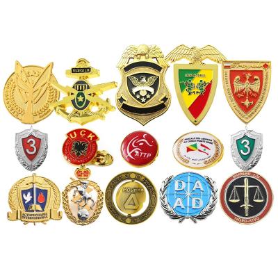 China Metal Badge Custom Pins Two Tone Plating Gold Nickel Embossed 3D Badge Brooch for sale