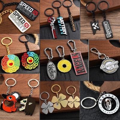 Cina Zinc Alloy Key Ring Enamel Keychain Custom Metal Keychains Letter Logo Engraved Keyring in vendita