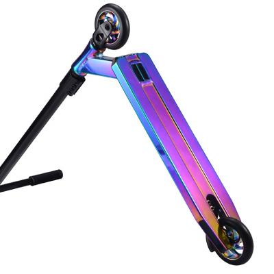 China New Mens Rainbow Chrome 110mm Neo Aluminum Wheels Trick Freestyle Scooter Pro Stunt Scooter for sale