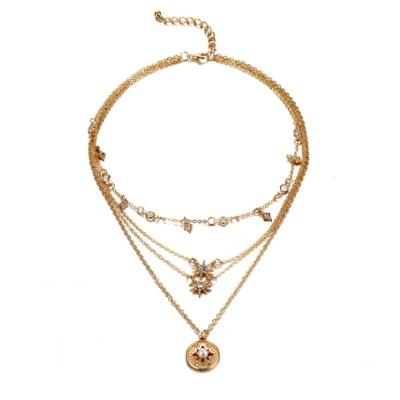 China TRENDY New Fashion Multilayer Necklaces For Chains Gold Geometric Pendant Necklace Charm Women Star Totem Wholesale Jewelry for sale