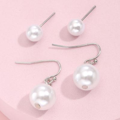 China TRENDY Fashion Earring Set Simple Cute Ear Jewelry 2pairs/set Minimalist Pearl Drop Earring For Women And Girls for sale