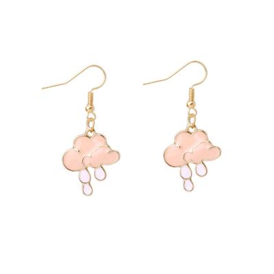 China Cute Cloud Earring Fashion Enamel Color Raindrop Charm Drop Earrings Korean Painting Style Wholesale for sale