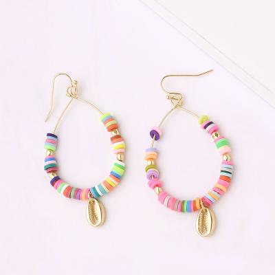 China New Arrival TRENDY Boho Clay Earring Colorful Ethnic Style Soft Ceramic Drop Stacked Ins Fashion Earrings Ally Shell Earrings Women for sale