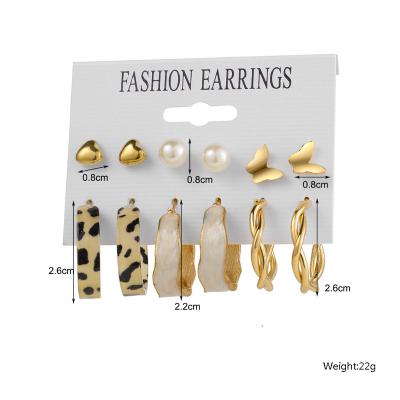 China FASHIONABLE Vintage Wholesale Women Earring Women Leopard Print Enamel Butterfly Charm Earrings Gold Plated Animal Jewelry Set for sale