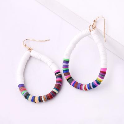 China TRENDY Boho Clay Earring Colorful Ethnic Style Soft Ceramic Drop Stacked Statistical Fashion Earrings Ally Shell Earrings For Women for sale