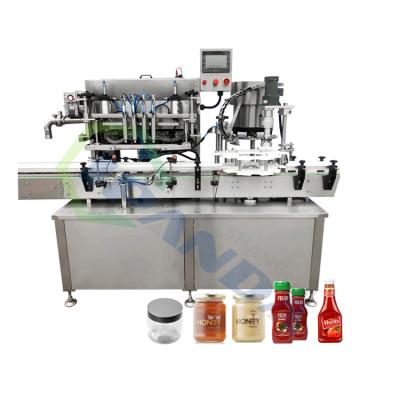 China Automatic Food Jam Machine Bottle Jar Sauce Paste Filling Capping Plastic Filling Machine for sale