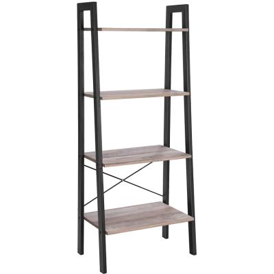 China High Quality Dismantled Custom Design Modern Steel Ladder Shelving Unit Metal 4 Layers Display Rack Book Shelves for sale