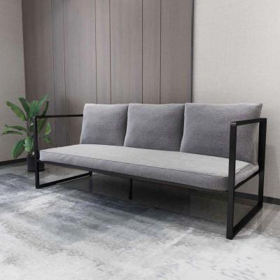 China Modular Sofa Armchair Lounge 3 Seat Metal Frame Metal Sofa Leather Lazy Back Chair For Living Room for sale