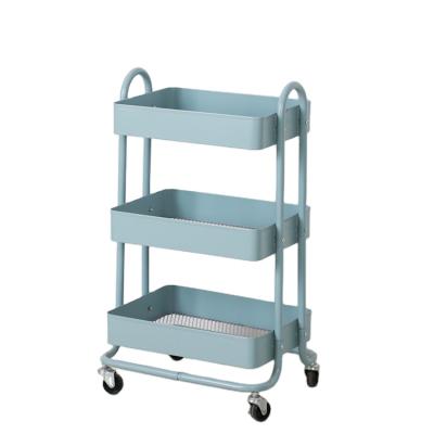 China Metal Mesh Rolling Storage Cart 3 Tier Rolling Tool Easy Moving Cart with Lockable Handle and Wheels for sale