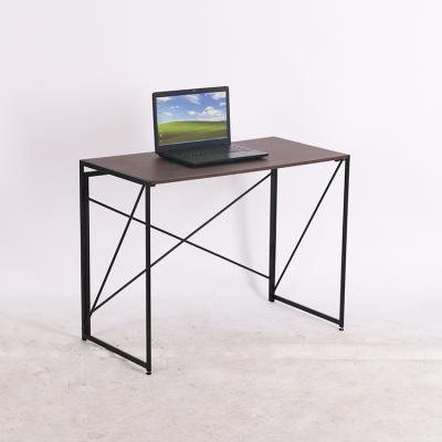 China Metal Frame Computer Foldable Home Office Table Wood Top Modern Folding Desk for sale