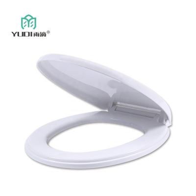 China Slow-end toilet seats round toilet seat with tight grip bumpers, release, quick attach hardware, color matching hinges, white for sale