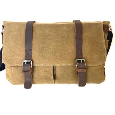 China Vintage Waterproof Multifunctional Men's Messenger Bags Oil Wax Canvas Shoulder Bag Male Leather Portable Waterproof Casual Cross - Body Bag for sale