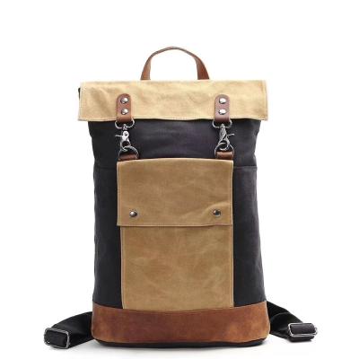 China Factory Wholesale Waterproof Waxed Outdoor Canvas Men Vintage Laptop Backpack Large Capacity for sale