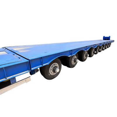 China Heavy duty flatbed truck trailer Goods 3 axle 60ton 80ton 100ton 300ton trailer truck trailer for sale for sale