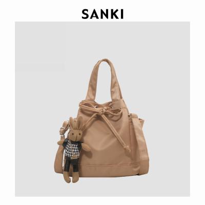 China Fashion 2023 New Daily Nylon Women's  bucket bag Handbags Shoulder Shopping bag Cross-body with toy pendant for sale